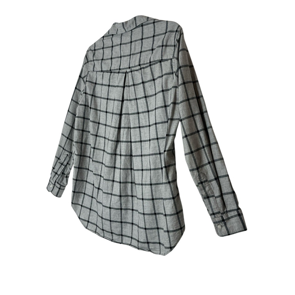 Grayson Shirt Top Women Size 02 Button Up Lightweight Gray Plaid Career Offie - Picture 11 of 11